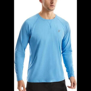 NWT Roadbox Sun Protection Shirts for Men UPF 50+ Long Sleeve Rash Guard Blue
